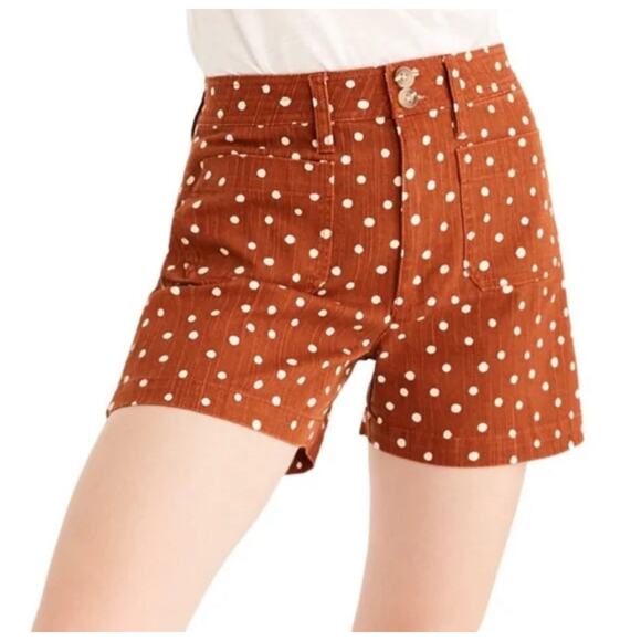 Madewell Emmett Patch Pocket Shorts in Inkspot Dots Size 29 NWOT Brown - Picture 1 of 7